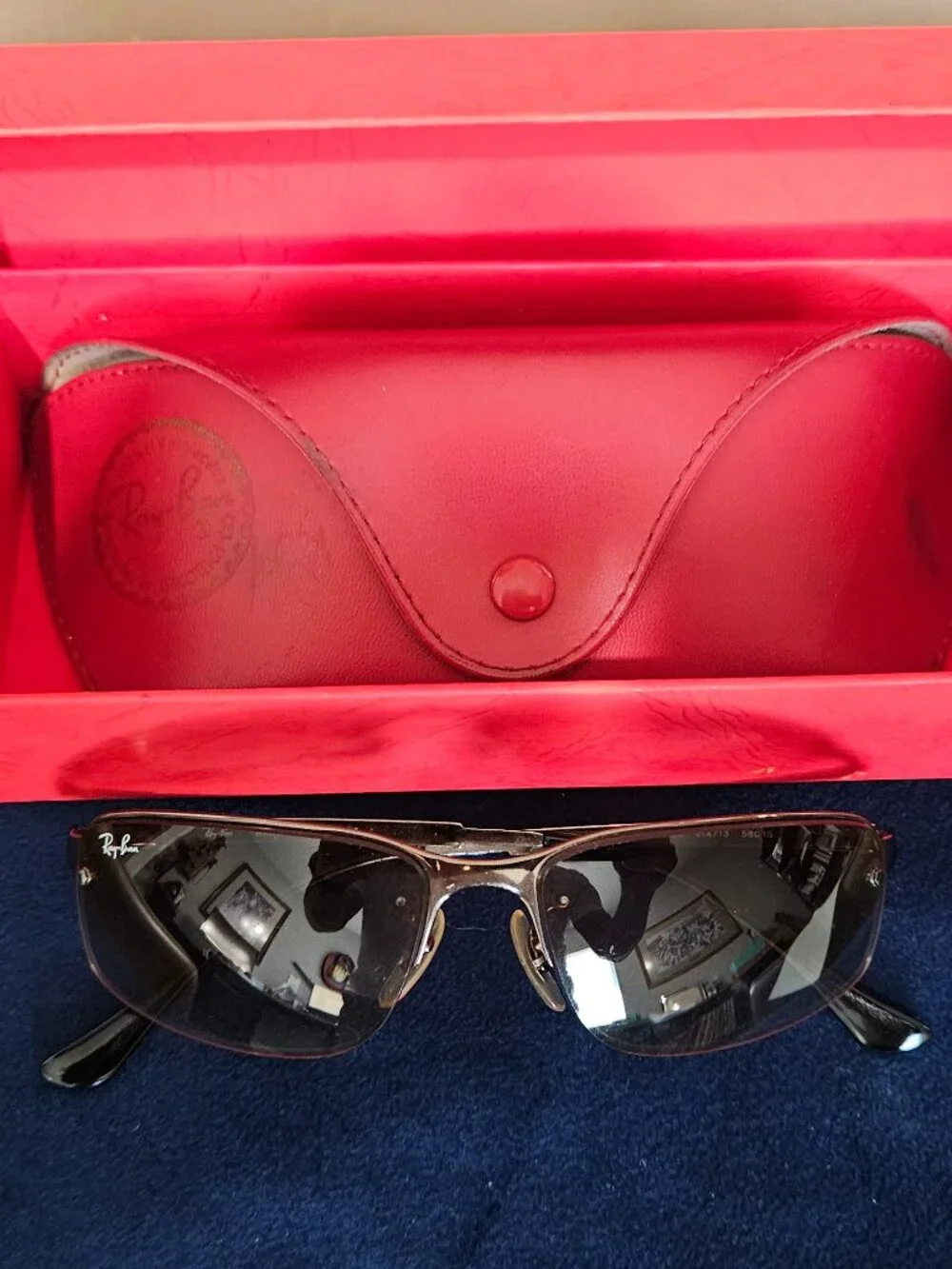 RAY BAN 3239 *RARE* 014/84 58[]15 BROWN POLARIZED RIMLESS SUNGLASSES {#812-1}